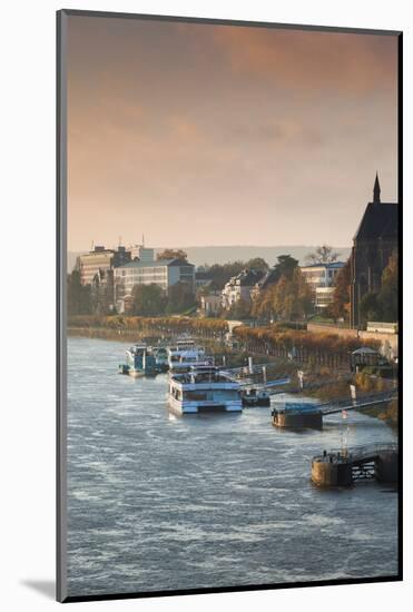 Rhine riverfront at dawn, Bonn, North Rhine-Westphalia, Germany-null-Mounted Photographic Print