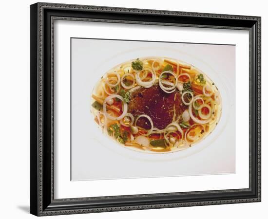 Rhineland Sauerbraten Soaking in Marinade of Vinegar and Onions-John Dominis-Framed Photographic Print