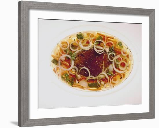 Rhineland Sauerbraten Soaking in Marinade of Vinegar and Onions-John Dominis-Framed Photographic Print