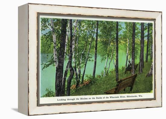 Rhinelander, Wisconsin - Wisconsin River Banks Scene-Lantern Press-Framed Stretched Canvas