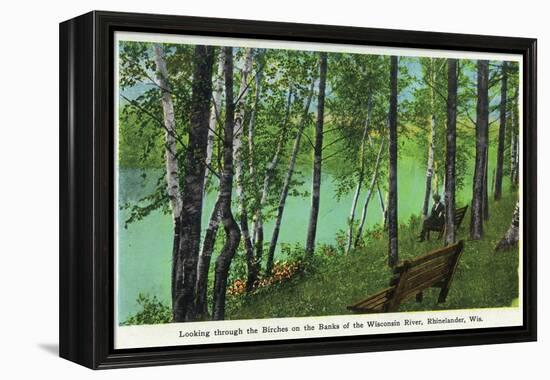 Rhinelander, Wisconsin - Wisconsin River Banks Scene-Lantern Press-Framed Stretched Canvas