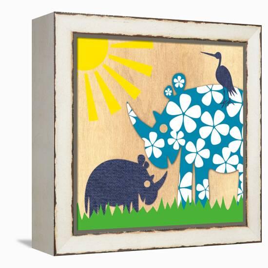 Rhino Family-Z Studio-Framed Stretched Canvas