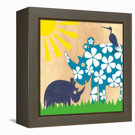 Rhino Family-Z Studio-Framed Stretched Canvas