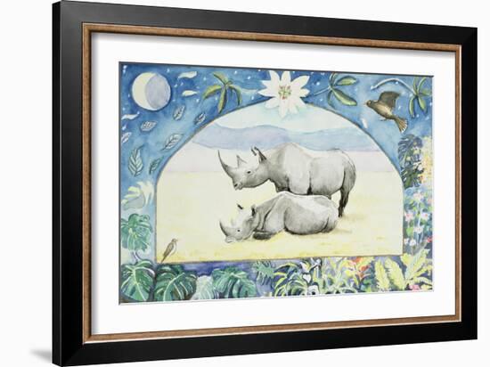 Rhino (Month of February from a Calendar)-Vivika Alexander-Framed Giclee Print