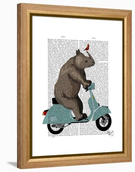 Rhino on Moped-Fab Funky-Framed Stretched Canvas