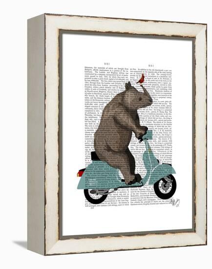 Rhino on Moped-Fab Funky-Framed Stretched Canvas