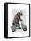 Rhino on Moped-Fab Funky-Framed Stretched Canvas