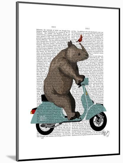 Rhino on Moped-Fab Funky-Mounted Art Print