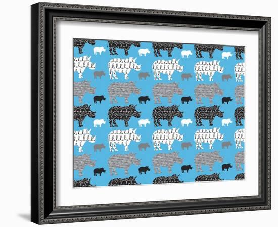 Rhino Safari-Joanne Paynter Design-Framed Giclee Print