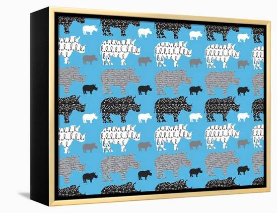 Rhino Safari-Joanne Paynter Design-Framed Premier Image Canvas