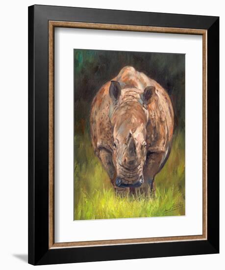 Rhino straight on-David Stribbling-Framed Art Print