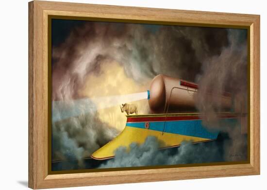 Rhino Train-Linda Ridd Herzog-Framed Stretched Canvas