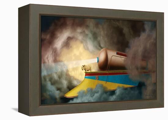 Rhino Train-Linda Ridd Herzog-Framed Stretched Canvas