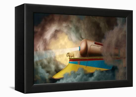 Rhino Train-Linda Ridd Herzog-Framed Stretched Canvas