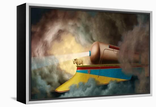 Rhino Train-Linda Ridd Herzog-Framed Stretched Canvas