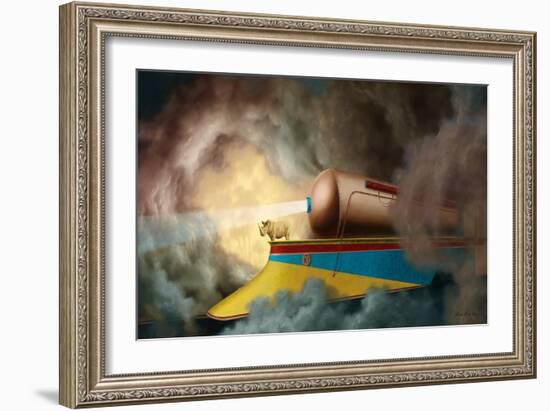 Rhino Train-Linda Ridd Herzog-Framed Art Print