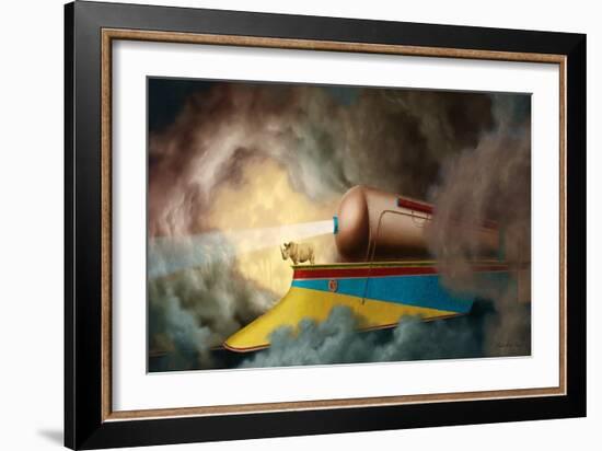 Rhino Train-Linda Ridd Herzog-Framed Art Print