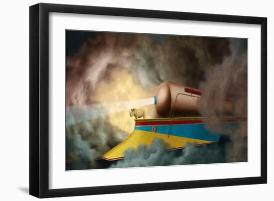 Rhino Train-Linda Ridd Herzog-Framed Art Print