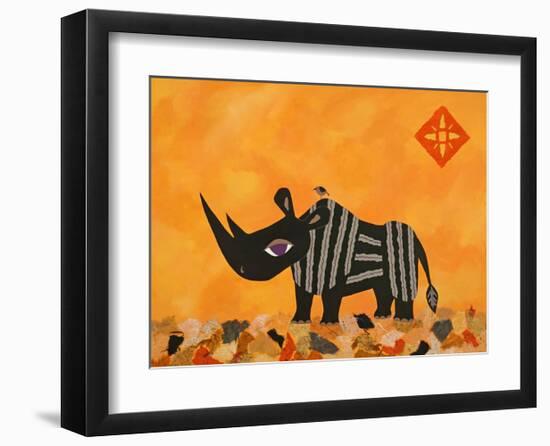 Rhino with Summer Sky-Casey Craig-Framed Art Print