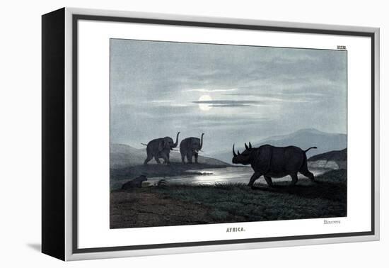 Rhinoceros, 1860-null-Framed Premier Image Canvas