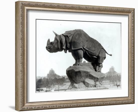 Rhinoceros, 1878, by Alfred Jacquemart-Adolphe Giraudon-Framed Photographic Print