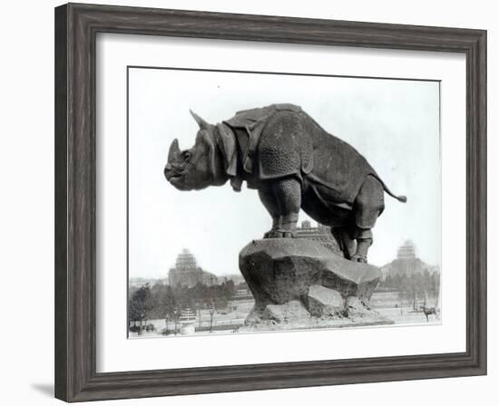 Rhinoceros, 1878, by Alfred Jacquemart-Adolphe Giraudon-Framed Photographic Print