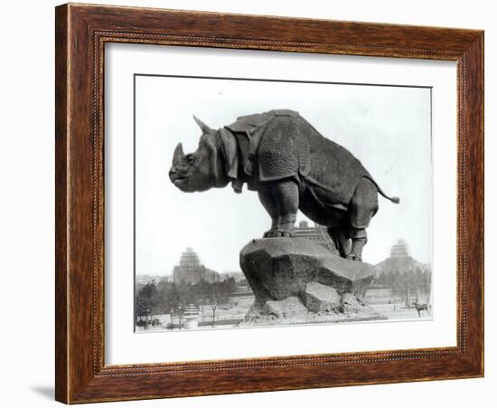 Rhinoceros, 1878, by Alfred Jacquemart-Adolphe Giraudon-Framed Photographic Print