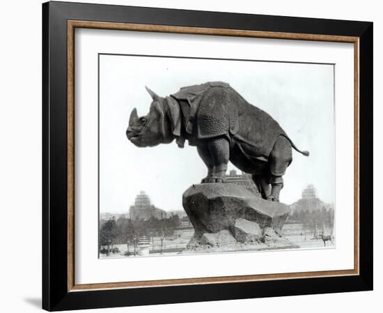 Rhinoceros, 1878, by Alfred Jacquemart-Adolphe Giraudon-Framed Photographic Print