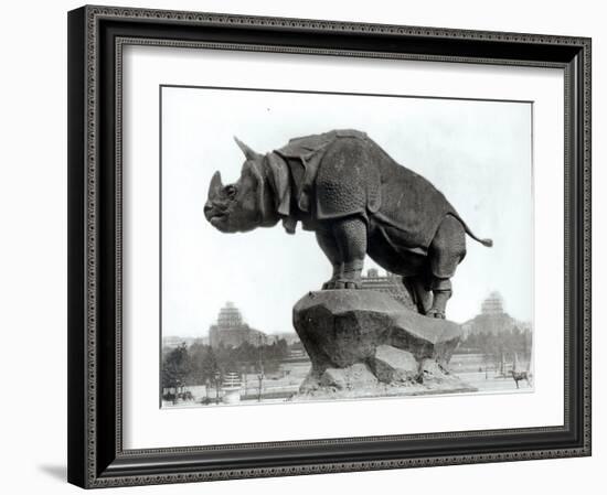 Rhinoceros, 1878, by Alfred Jacquemart-Adolphe Giraudon-Framed Photographic Print