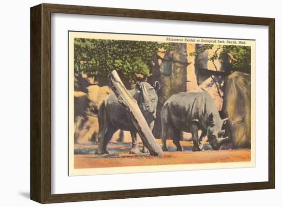 Rhinoceros at Zoo, Detroit, Michigan-null-Framed Art Print