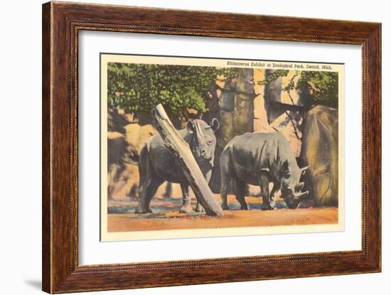 Rhinoceros at Zoo, Detroit, Michigan-null-Framed Art Print