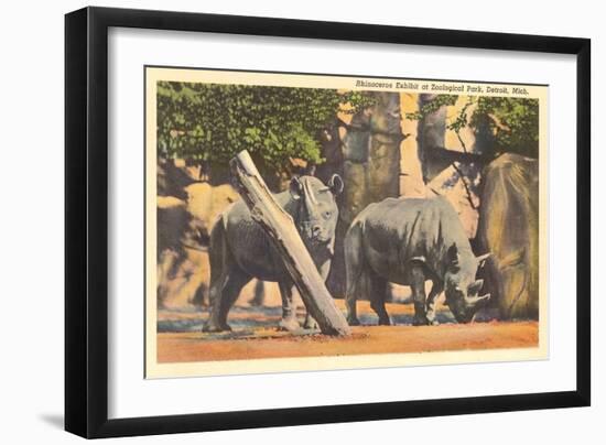 Rhinoceros at Zoo, Detroit, Michigan-null-Framed Art Print