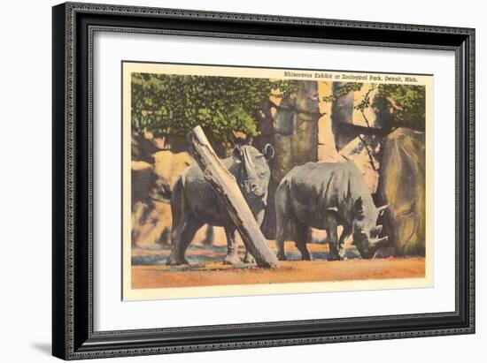 Rhinoceros at Zoo, Detroit, Michigan-null-Framed Art Print