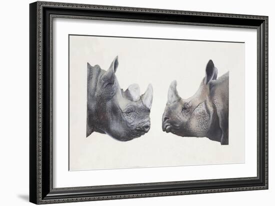 Rhinoceros Heads, Black Rhinoceros (Diceros Bicornis) and Rhinoceros (Genus)-null-Framed Giclee Print