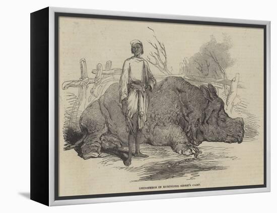 Rhinoceros in Rundheer Singh's Camp-null-Framed Premier Image Canvas