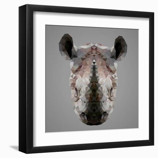 Rhinoceros Low Poly Portrait-kakmyc-Framed Art Print