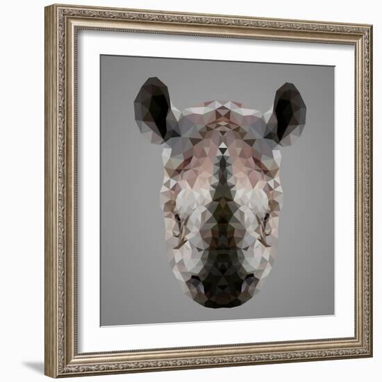 Rhinoceros Low Poly Portrait-kakmyc-Framed Art Print