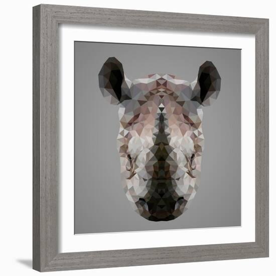 Rhinoceros Low Poly Portrait-kakmyc-Framed Art Print