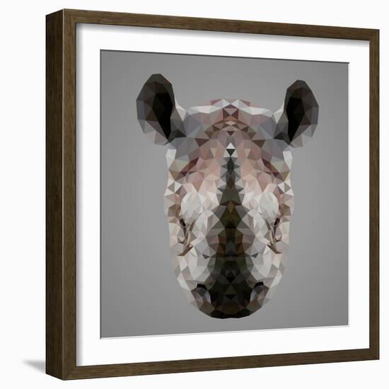 Rhinoceros Low Poly Portrait-kakmyc-Framed Art Print