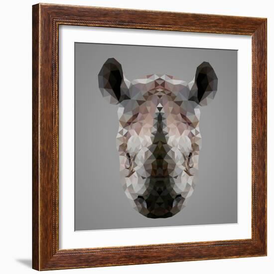 Rhinoceros Low Poly Portrait-kakmyc-Framed Art Print