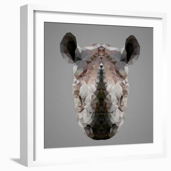 Rhinoceros Low Poly Portrait-kakmyc-Framed Art Print