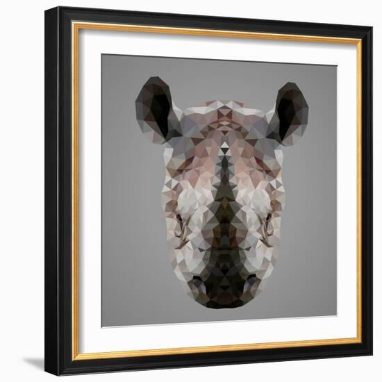 Rhinoceros Low Poly Portrait-kakmyc-Framed Art Print