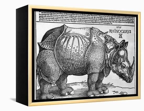 Rhinoceros, Print Given to Maximilian I by the King of Lisbon, 1515-Albrecht Durer-Framed Premier Image Canvas