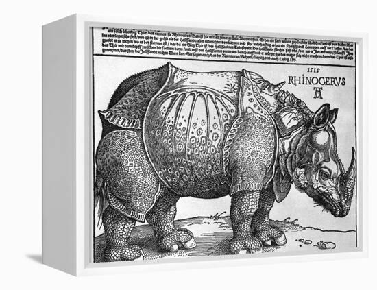 Rhinoceros, Print Given to Maximilian I by the King of Lisbon, 1515-Albrecht Durer-Framed Premier Image Canvas