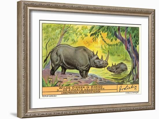 Rhinos in the Congo-null-Framed Art Print