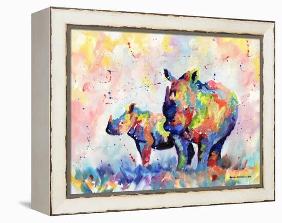 Rhinos-Sarah Stribbling-Framed Stretched Canvas