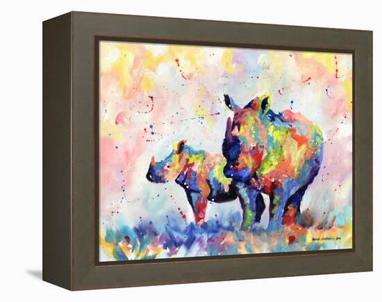Rhinos-Sarah Stribbling-Framed Stretched Canvas