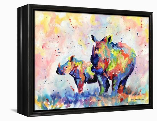 Rhinos-Sarah Stribbling-Framed Stretched Canvas