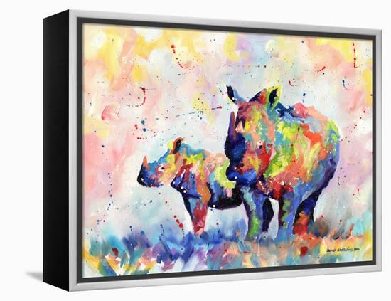 Rhinos-Sarah Stribbling-Framed Stretched Canvas