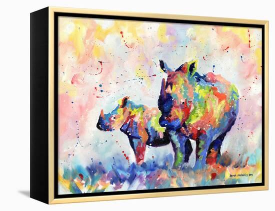 Rhinos-Sarah Stribbling-Framed Stretched Canvas